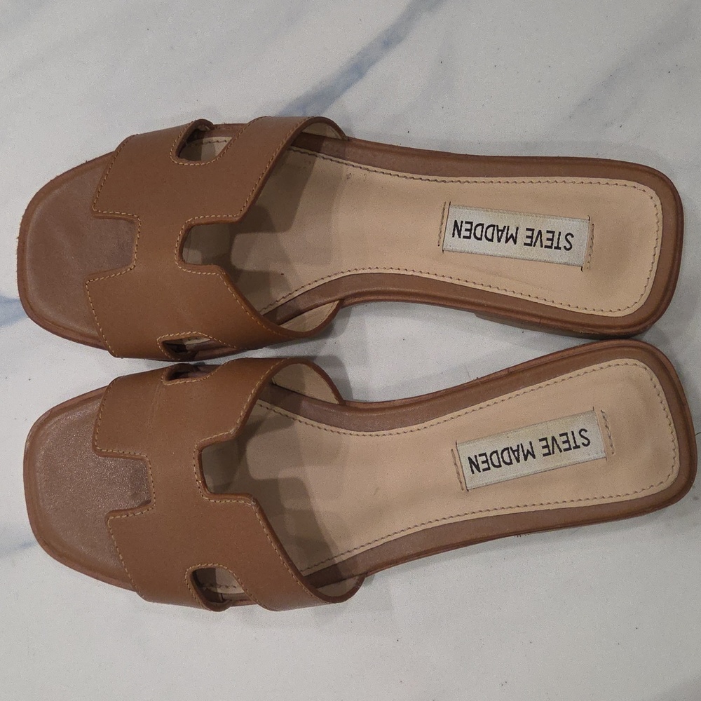 Steve Madden Tan Slide Sandals